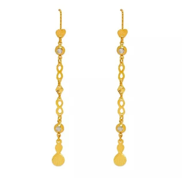 NEW 14K YELLOW GOLD DANGLING THREADER CZ EARRINGS: NEW 14K YELLOW GOLD DANGLING THREADER CZ EARRINGS 14K Yellow Gold Approx. 6x76mm Wide High Polished/Cubic Zirconia Weight: 2.7 Grams