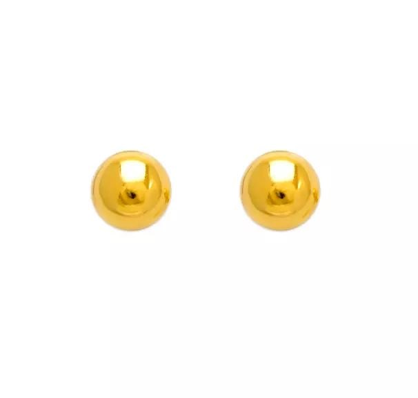 NEW 14K YELLOW GOLD BALL STUD EARRINGS (1 of 2)