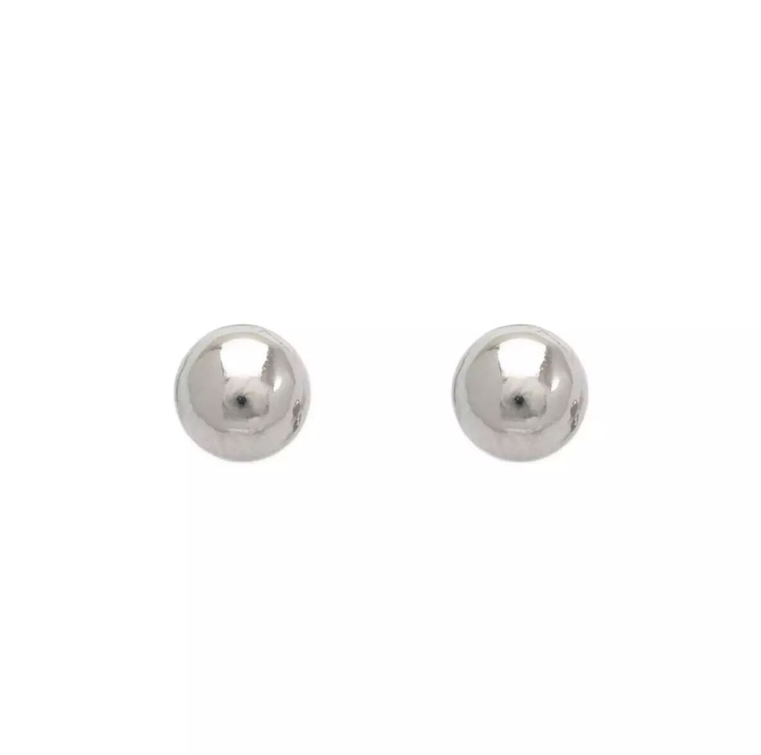 NEW 14K WHITE GOLD BALL STUD EARRINGS (1 of 2)