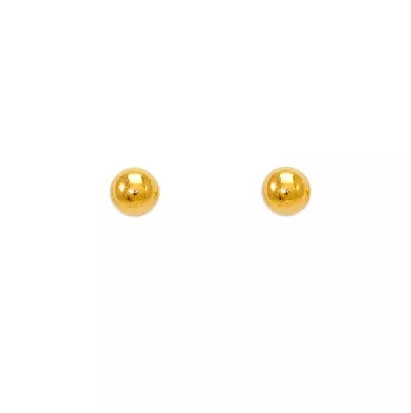 NEW 14K YELLOW GOLD BALL STUD EARRINGS: NEW 14K YELLOW GOLD BALL STUD EARRINGS 14K Yellow Gold Approx. 2mm Screw Backing Available in sizes 2mm-8mm Available in White Gold Weight: 2.0 Grams