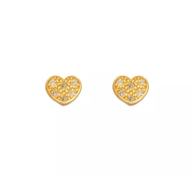 NEW 14K YELLOW GOLD HEART PAVE CZ STUD EARRINGS: NEW 14K YELLOW GOLD HEART PAVE CZ STUD EARRINGS 14K Yellow Gold Approx. 6x5mm Cubic Zirconia Screw Backing Weight: 2.0 Grams