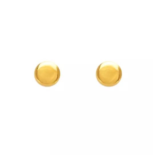 NEW 14K YELLOW GOLD DISK STUD EARRINGS (1 of 2)