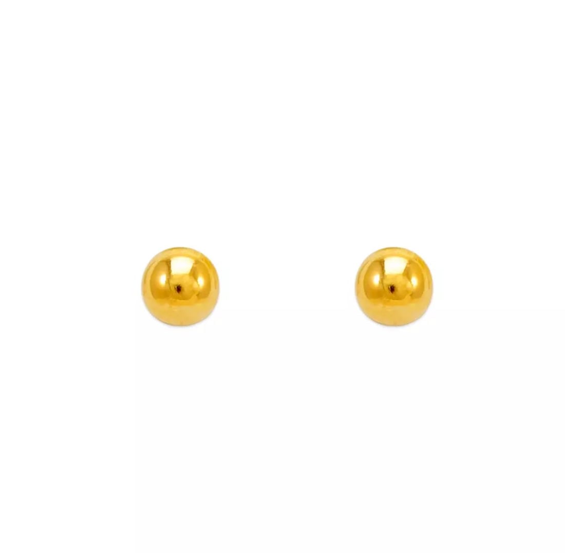 NEW 14K YELLOW GOLD BALL STUD EARRINGS: NEW 14K YELLOW GOLD BALL STUD EARRINGS 14K Yellow Gold Approx. 5mm Screw Backing Available in Sizes 2mm-8mm Available in White Gold Weight: 2.0 Grams