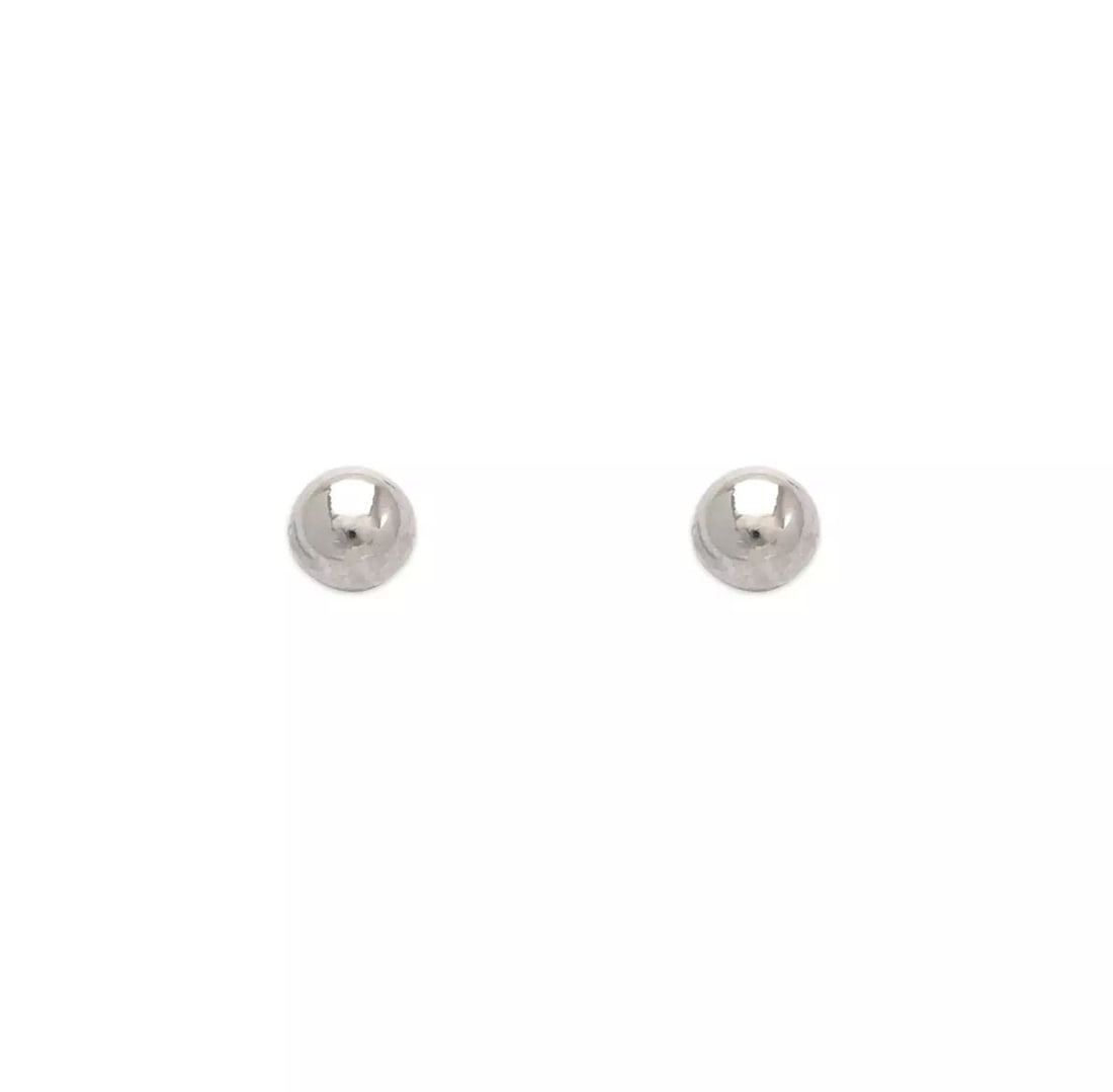 NEW 14K WHITE GOLD BALL STUD EARRINGS (1 of 2)