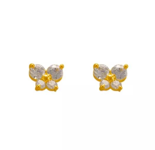 NEW 14K YELLOW GOLD BUTTERFLY WHITE CZ STUD EARRINGS: NEW 14K YELLOW GOLD BUTTERFLY WHITE CZ STUD EARRINGS 14K Yellow Gold Approx. 6.5x5mm Cubic Zirconia Screw Backing Available Colors: Multi Weight: 2.0 Grams