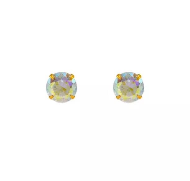 NEW 14K YELLOW GOLD TORNASOL CZ STUD EARRINGS: NEW 14K YELLOW GOLD TORNASOL CZ STUD EARRINGS 14K Yellow Gold Approx. 5x5mm Cubic Zirconia Screw Backing Weight: 2.0 Grams