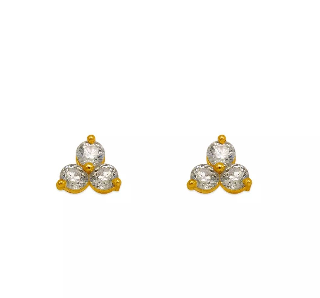 NEW 14K YELLOW GOLD FLOWER CZ STUD EARRINGS: NEW 14K YELLOW GOLD FLOWER CZ STUD EARRINGS 14K Yellow Gold Approx. 5x5mm Cubic Zirconia Screw Backing Weight: 2.0 Grams