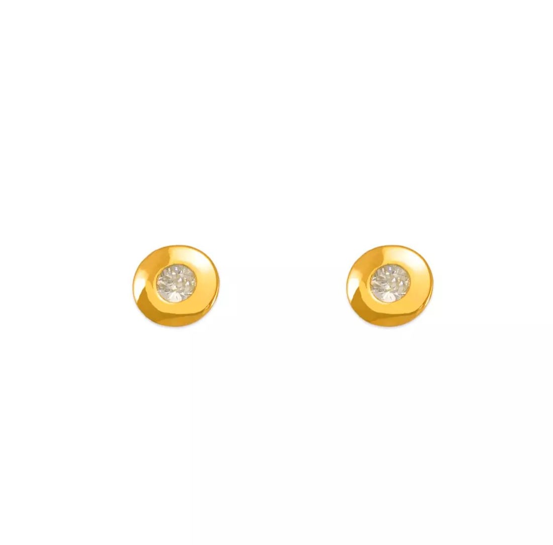 NEW 14K YELLOW GOLD WHITE HIGH POLISHED CIRCLE CZ STUD EARRINGS: NEW 14K YELLOW GOLD WHITE HIGH POLISHED CIRCLE CZ STUD EARRINGS 14K Yellow Gold Approx. 3.5mm Wide High Polished/Cubic Zirconia Screw Backing Available in Pink and Red Cubic Zirconia Weight: 2.0 Grams