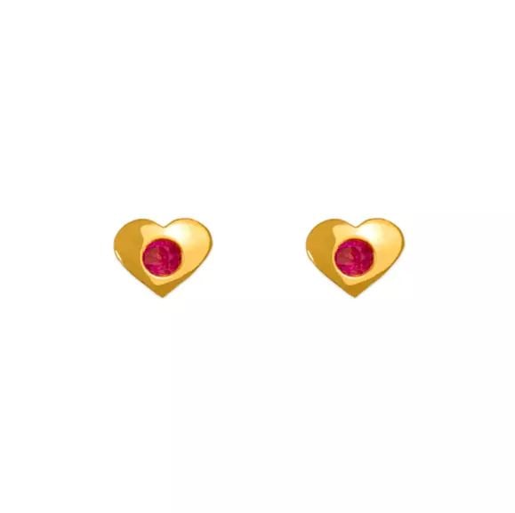 NEW 14K YELLOW GOLD RED HIGH POLISHED HEART CZ STUD EARRINGS: NEW 14K YELLOW GOLD RED HIGH POLISHED HEART CZ STUD EARRINGS 14K Yellow Gold Approx. 4x3.5mm Wide High Polished/Cubic Zirconia Screw Backing Available in Pink and White Cubic Zirconia Weight: 2.0 Gram