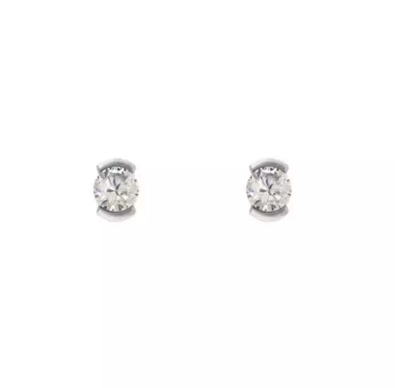 NEW 14K WHITE OPEN BEZEL CZ STUD EARRINGS (1 of 2)