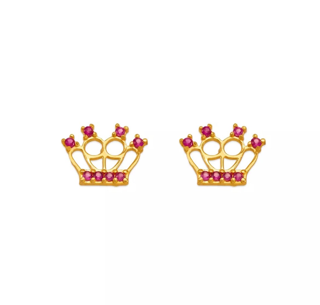 NEW 14K YELLOW GOLD RED CZ STUD EARRINGS: NEW 14K YELLOW GOLD RED CZ STUD EARRINGS 14K Yellow Gold Approx. 9x7mm High Polished/Cubic Zirconia Screw Backing Available in White Cubic Zirconia Weight: 2.0 Grams