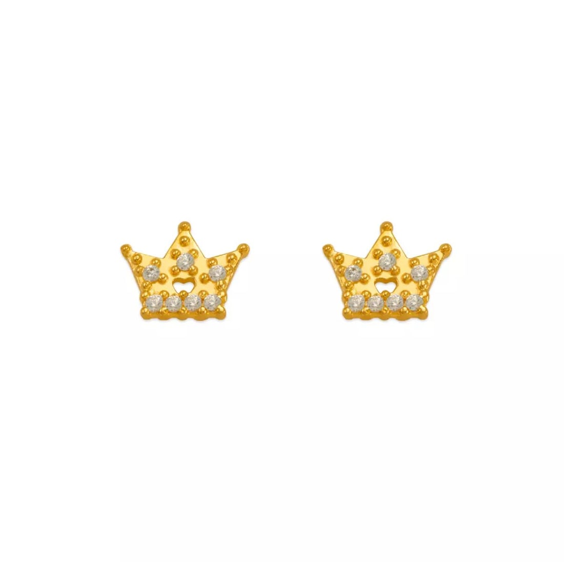 NEW 14K YELLOW GOLD WHITE TIARA CZ STUD EARRINGS: NEW 14K YELLOW GOLD WHITE TIARA CZ STUD EARRINGS 14K Yellow Gold Approx. 7x6mm High Polished/Cubic Zirconia Screw Backing Available in Red Cubic Zirconia Weight: 2.0 Grams