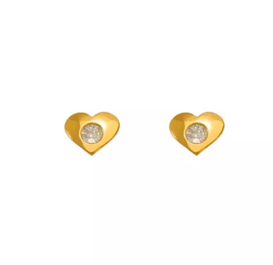 NEW 14K YELLOW GOLD WHITE HIGH POLISHED HEART CZ STUD EARRINGS: NEW 14K YELLOW GOLD WHITE HIGH POLISHED HEART CZ STUD EARRINGS 14K Yellow Gold Approx. 4x3.5mm Wide High Polished/Cubic Zirconia Screw Backing Available in Pink and Red Cubic Zirconia Weight: 2.0 Gram