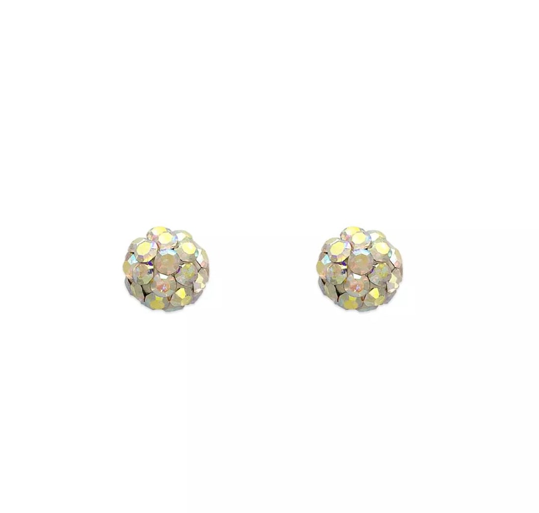 NEW 14K YELLOW GOLD MULTI - COLORED ENAMEL CZ STUD EARRINGS (1 of 2)