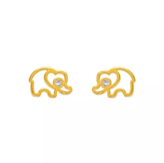 NEW 14K YELLOW GOLD ELEPHANT SILHOUETTE STUD EARRINGS: NEW 14K YELLOW GOLD ELEPHANT SILHOUETTE STUD EARRINGS 14K Yellow Gold Approx. 8x6mm Screw Backing Weight: 2.0 Grams