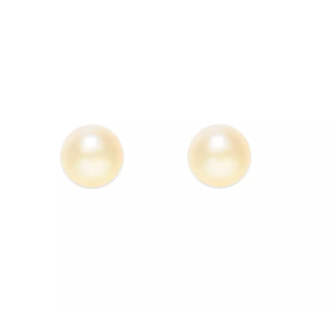 NEW 14K YELLOW GOLD PEARL STUD EARRINGS (1 of 2)