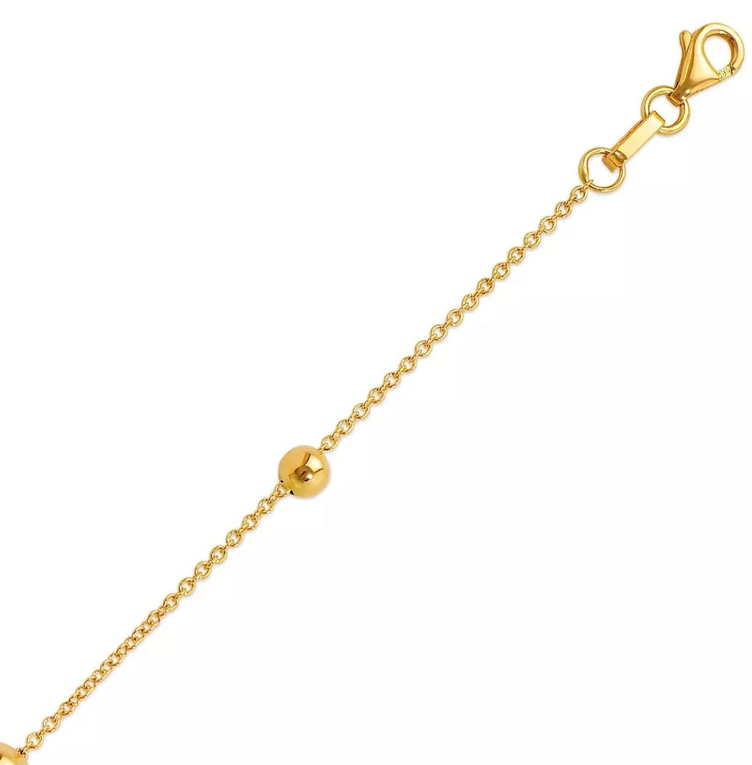 NEW 14K YELLOW HOLLOW STAZIONE BEAD CHAIN NECKLACE: NEW 14K YELLOW HOLLOW STAZIONE BEAD CHAIN NECKLACE 14K Yellow Gold Apx Weight 0.5mm 18" = 3.0g High Polished Lobster Lock Hollow