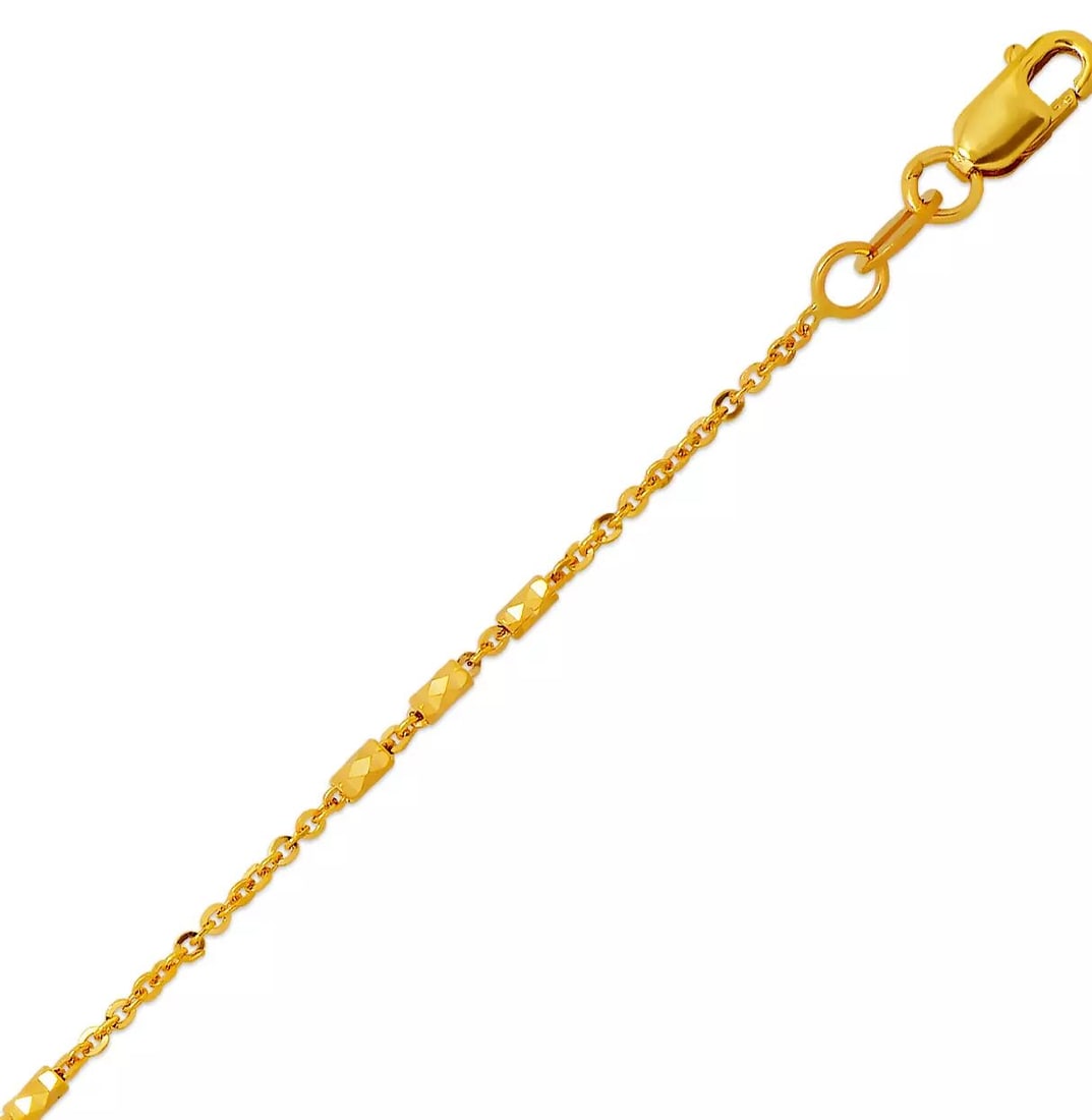 NEW 14K YELLOW GOLD BARREL STATION CHAIN NECKLACE (1 of 2)