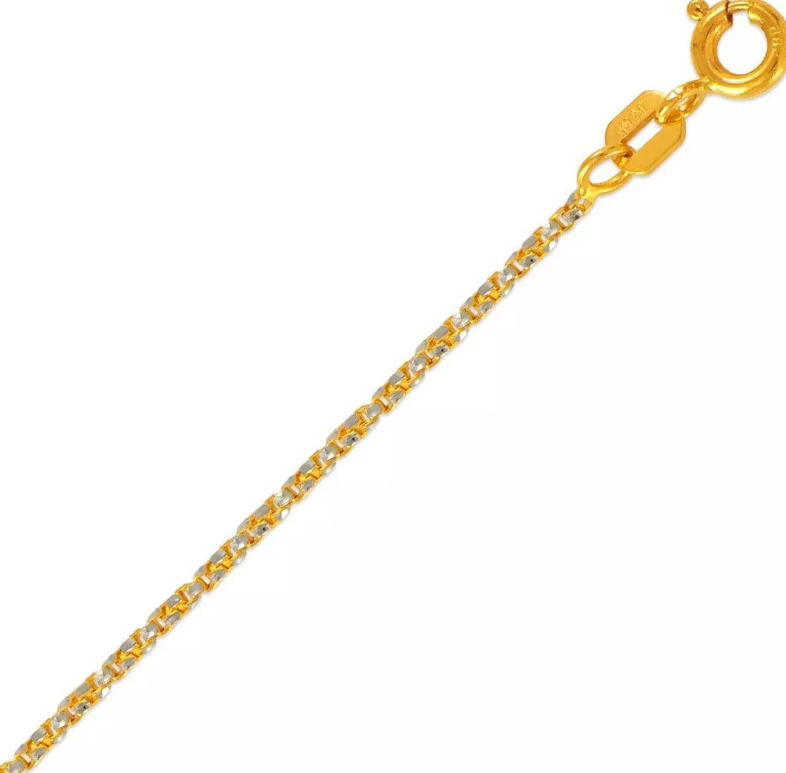 NEW 14K YELLOW GOLD OEN BOX PAVE CHAIN NECKLACE (1 of 2)