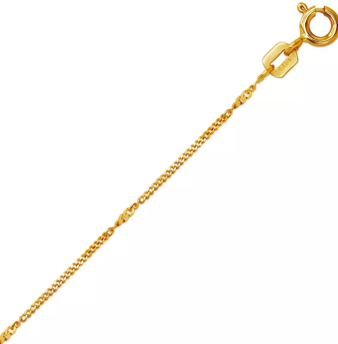 NEW 14K YELLOW GOLD MIRROR CURB CHAIN NECKLACE: NEW 14K YELLOW GOLD MIRROR CURB CHAIN NECKLACE 14K Yellow Gold Apx Weight 1mm 18" = 1.4g High Polished Spring Lock