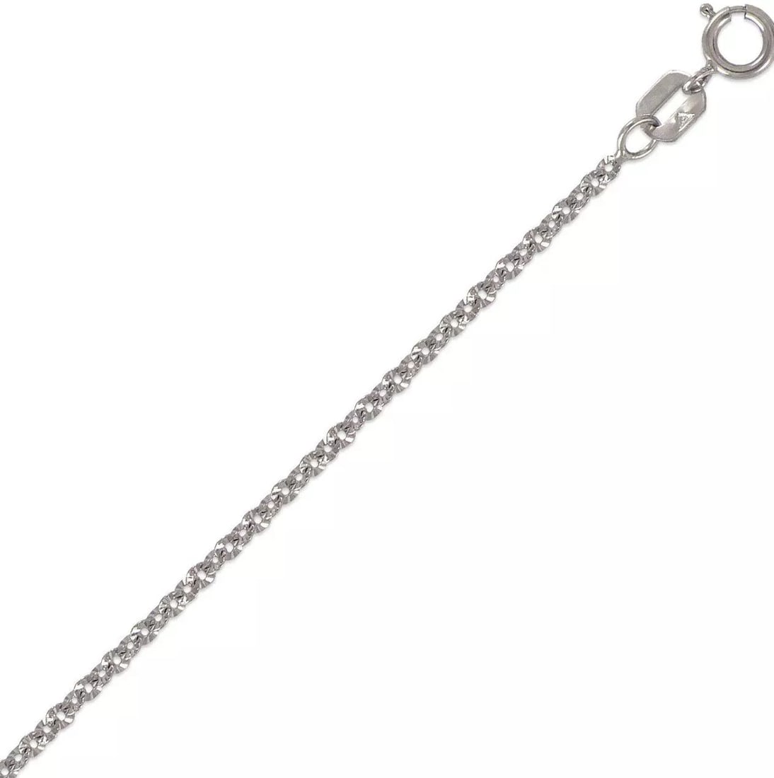 NEW 14K WHITE GOLD ROLO STAR CHAIN NECKLACE: NEW 14K WHITE GOLD ROLO STAR CHAIN NECKLACE 14K White Gold Apx Weight 1.5mm 18" = 2.0g Spring Lock Available in Yellow Gold