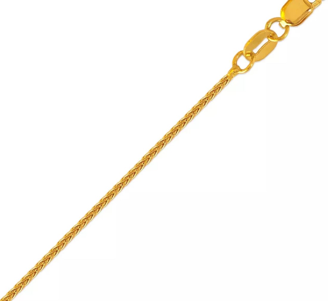 NEW 14K YELLOW GOLD WHEAT D/C CHAIN NECKLACES: NEW 14K YELLOW GOLD WHEAT D/C CHAIN NECKLACES 14K Yellow Gold Apx Weight 1.0mm 18" = 2.3g 1.2mm 18" =3.4g High Polished/Diamond Cut Lobster Lock Available in White Gold