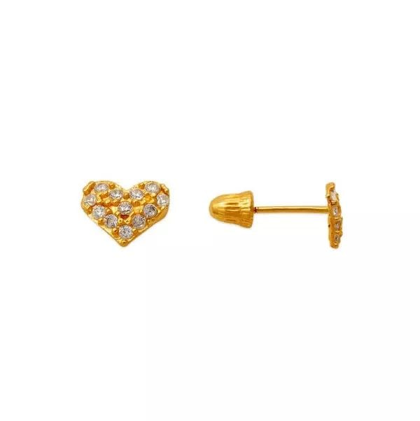 NEW 14K YELLOW GOLD HEART CZ STUD EARRINGS: NEW 14K YELLOW GOLD HEART CZ STUD EARRINGS 14K Yellow Gold Approx. 6x5mm Cubic Zirconia Screw Backing Weight: 2.0 Grams