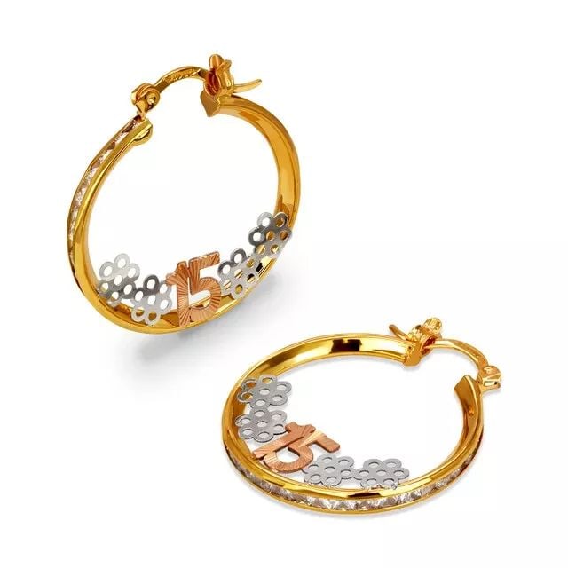 NEW 14K YELLOW GOLD ANOS CZ HOOP EARRINGS: NEW 14K YELLOW GOLD ANOS CZ HOOP EARRINGS 14K Yellow Gold Approx. 11x19mm Wide High Polished/Cubic Zirconia Clasp Backing Available in Multiple Sizes Weight: 2.3 Grams
