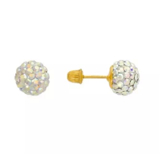 NEW 14K YELLOW GOLD MULTI - COLORED ENAMEL BALL CZ STUD EARRINGS: NEW 14K YELLOW GOLD MULTI - COLORED ENAMEL BALL CZ STUD EARRINGS 14K Yellow Gold Approx. 7mm Cubic Zirconia Screw Backing Available in Sizes 5mm-7mm Available Colors: Black, Blue, Pink, Red, White Wei