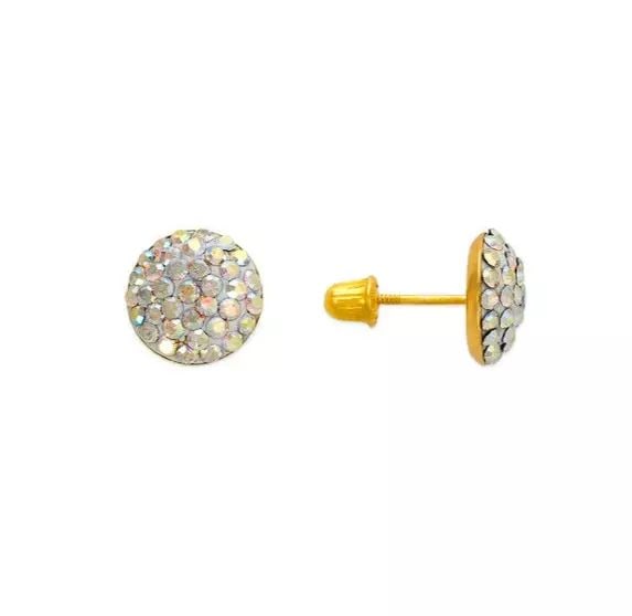 NEW 14K YELLOW GOLD MULTI FLAT BALL ENAMEL CZ STUD EARRINGS: NEW 14K YELLOW GOLD MULTI FLAT BALL ENAMEL CZ STUD EARRINGS 14K Yellow Gold Approx. 8mm Cubic Zirconia Screw Backing Available Colors: Black, Blue, Pink, Red, White Weight: 2.0 Grams