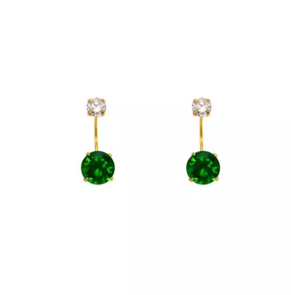 NEW 14K YELLOW GOLD GREEN TELEPHONE CZ STUD EARRINGS: NEW 14K YELLOW GOLD GREEN TELEPHONE CZ STUD EARRINGS 14K Yellow Gold Approx. 6mm Stone, 15mm Total Cubic Zirconia Screw Backing Available Colors: Blue, Light Blue, Light Green, Pink, Purple, Red, Whit