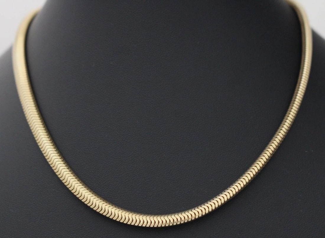 VINTAGE TIFFANY & CO. 14K YELLOW GOLD 5MM SNAKE CHAIN NECKLACE 16" ~ 39.1 GR (1 of 2)