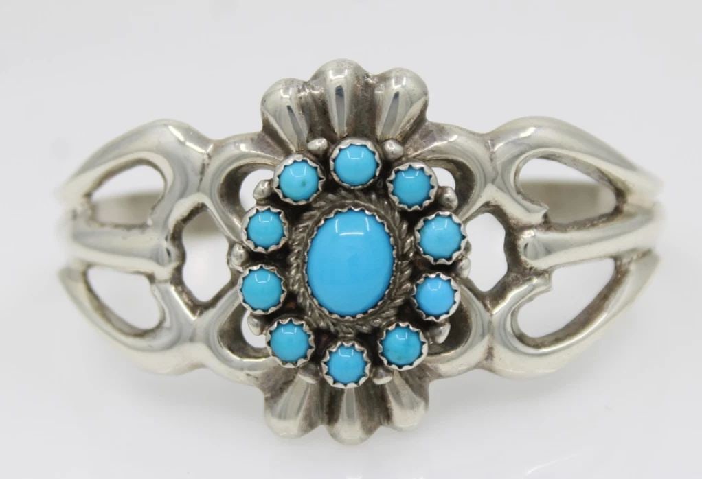 F.L.BEGAY STERLING SILVER NAVAJO TURQUOISE CUFF BRACELET 5 3/4" - 38.7 GRAMS (1 of 2)