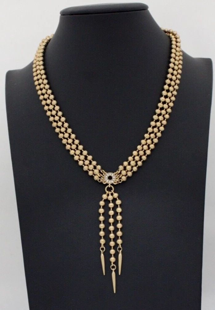 J. CREW GOLD TONE MULTI STRAND BEADED CZ STATEMENT 19" NECKLACE: J. CREW GOLD TONE MULTI STRAND BEADED CZ STATEMENT 19" NECKLACE J. CREW GOLD TONE MULTI STRAND BEADED CZ STATEMENT 19" NECKLACE Description J. Crew Gold Tone Multi Strand Beaded CZ Statement 19" Neckl