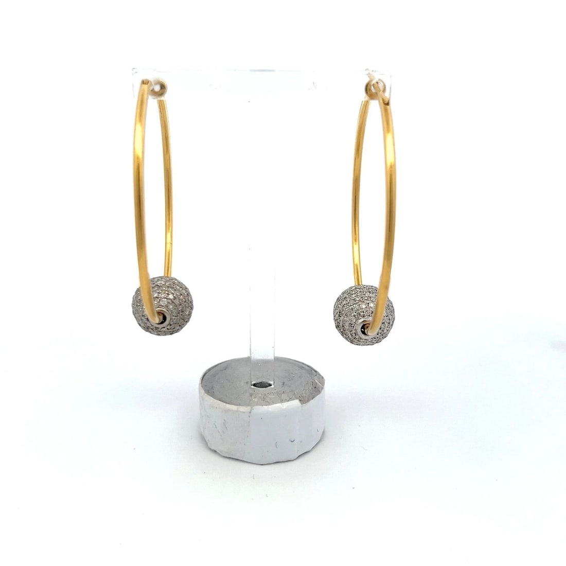 3.00 CARAT ROUND BRILLIANT I VS2 DIAMOND 18K TWO TONE GOLD HOOP EARRINGS (1 of 2)