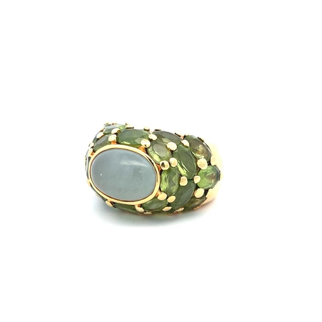 10.00 CARAT OVAL SHAPE PERIDOT 13.8-9.7MM QUARTZ 18K YELLOW GOLD COCKTAIL RING (1 of 2)