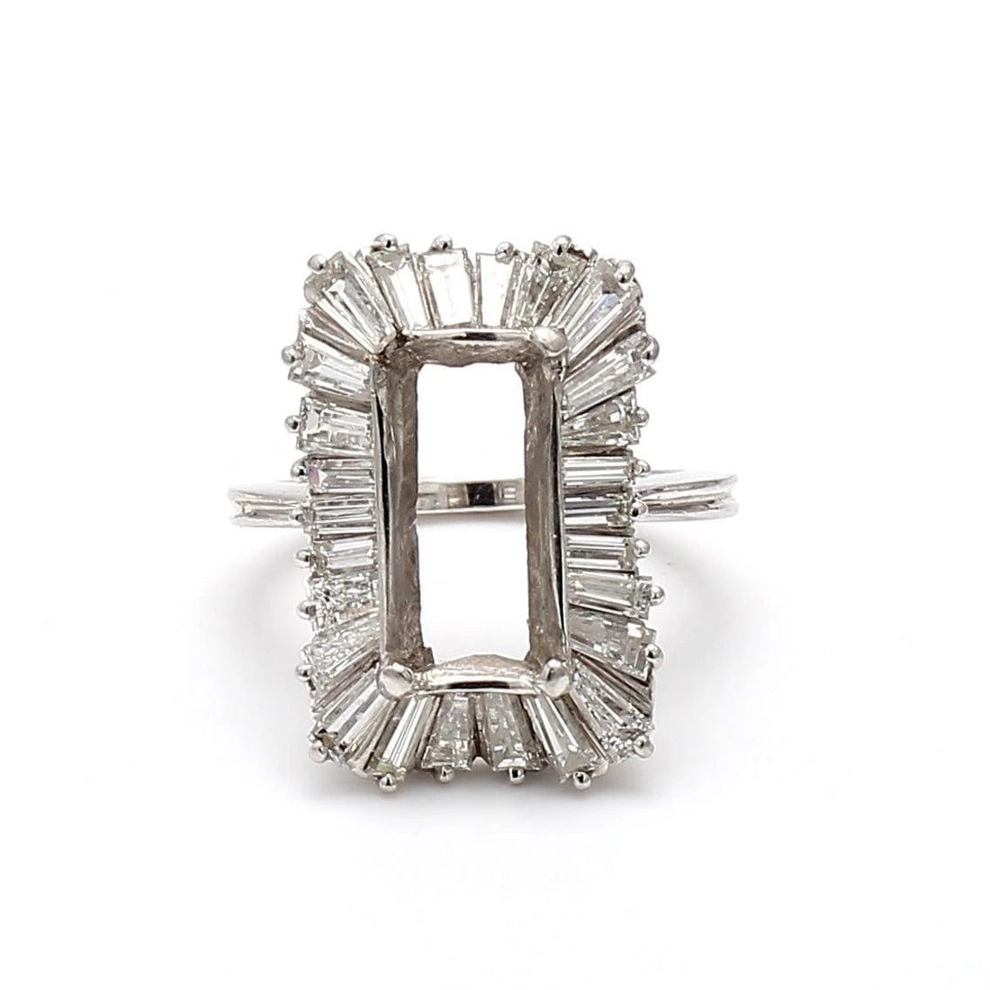 1.40 CARAT BAGUETTE SHAPE H VS2 DIAMOND PLATINUM SEMI MOUNT RING (1 of 2)