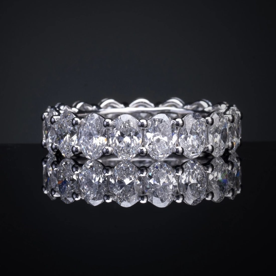 LAB-GROWN 5.46 CARAT OVAL F-VS2 DIAMOND 18K WHITE GOLD ETERNITY BAND ETERNITY BA (1 of 2)