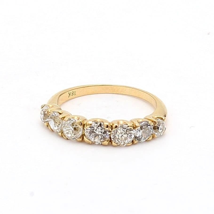 1.55 CARAT OLD EUROPEAN CUT DIAMOND 18 KARAT YELLOW GOLD WEDDING BAND RING (1 of 2)