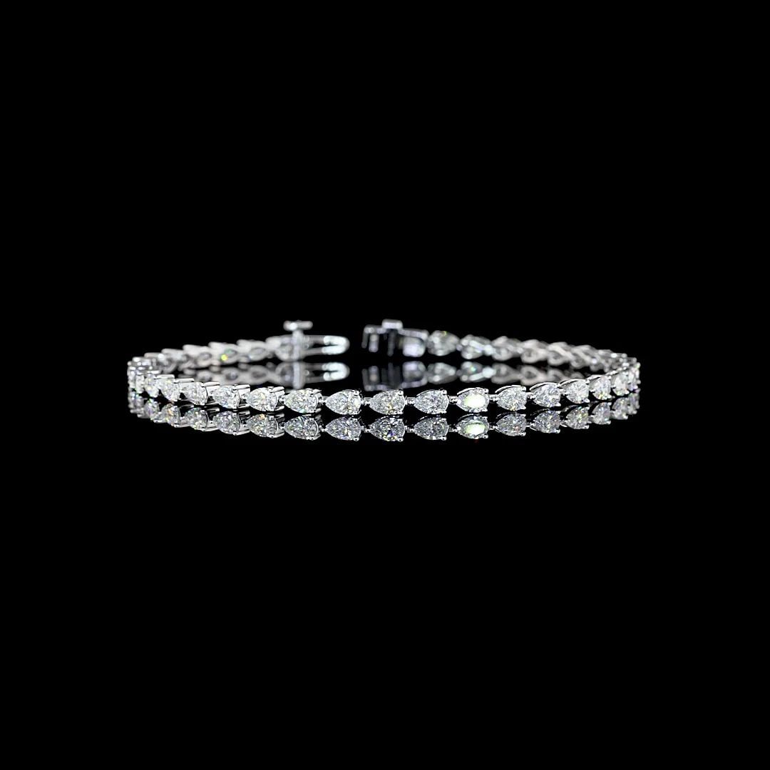 LAB-GROWN 3.96 CARAT PEAR E-VS DIAMOND 14K WHITE GOLD TENNIS BRACELET (1 of 2)