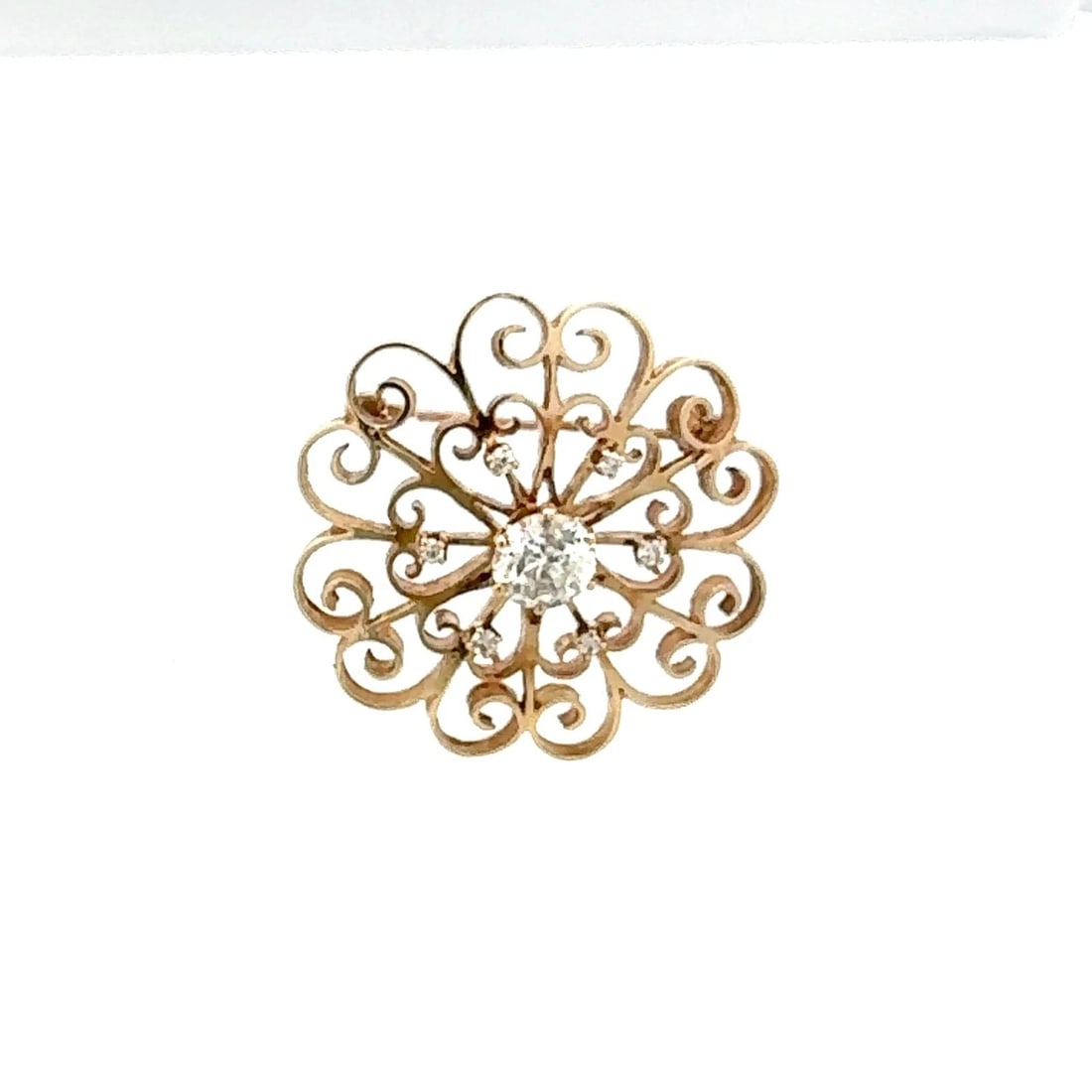 1.08 CARAT OLD EUROPEAN CUT K I2 DIAMOND 14K YELLOW GOLD PIN (1 of 2)