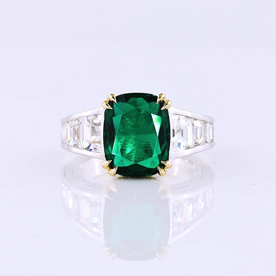 LAB-GROWN 7.55 CARAT CUSHION -VS1 DIAMOND 14K TWO TONE SPECIAL RING (1 of 2)