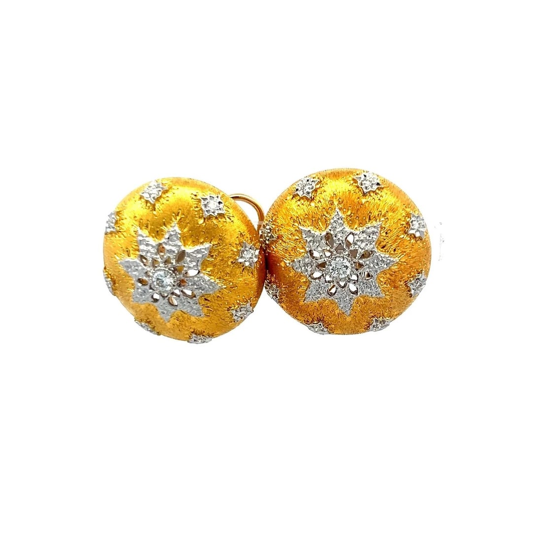 18K YELLOW GOLD TEXTURED CLIP-ON EARRINGS WITH 0.42CT ROUND BRILLIANT DIAMONDS (1 of 2)