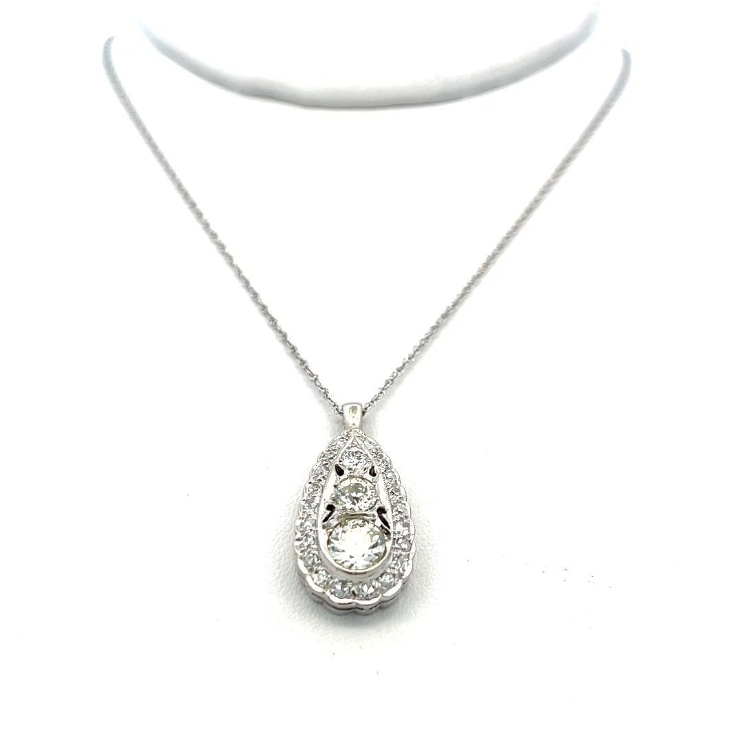 0.79 CARAT CIRCULAR BRILLIANT CUT L I1 DIAMOND PLATINUM PENDANT NECKLACE (1 of 2)