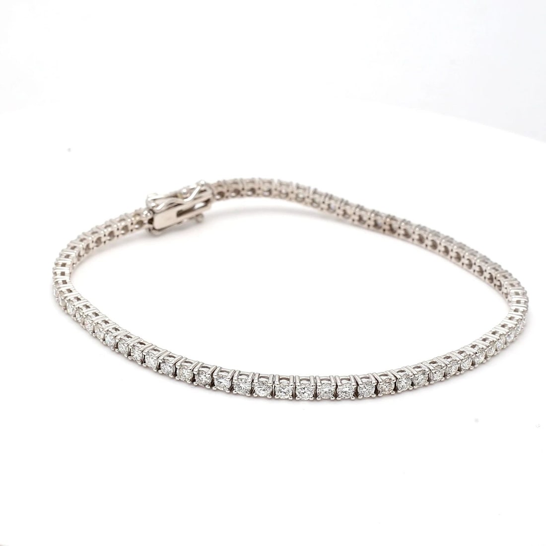 3.03 CARAT ROUND BRILLIANT F-VS2 DIAMOND 14K WG TENNIS BRACELET (1 of 2)
