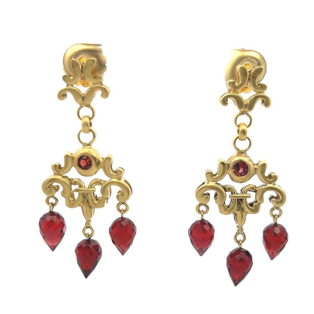 8.00 CARAT MIX SHAPE RUBY 18K YELLOW GOLD DANGLING EARRINGS (1 of 2)
