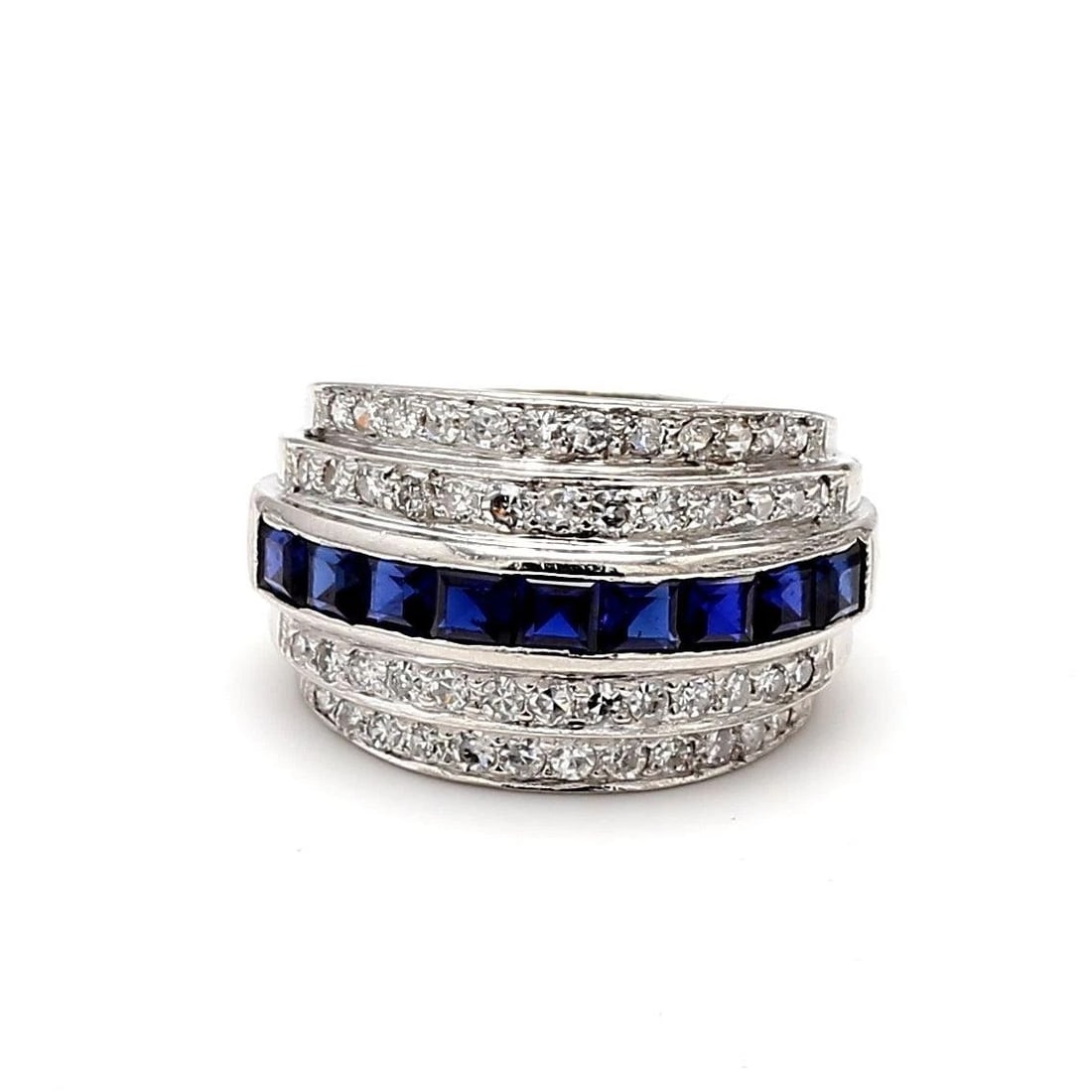 2.00 CARAT SAPPHIRE 0.61 CARAT ROUND DIAMOND PLATINUM BAND RING (1 of 2)