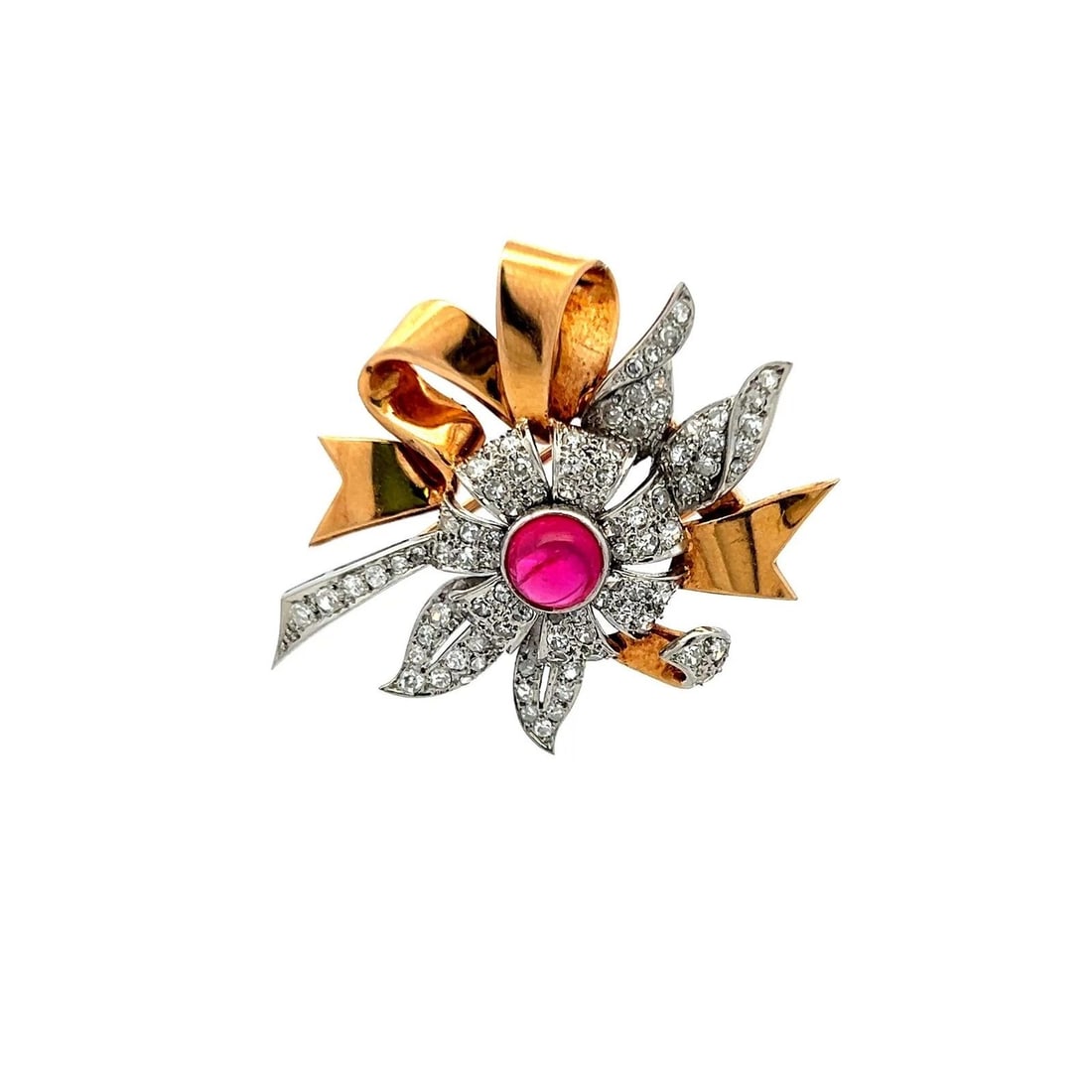 8.00 CARAT CITRINE 0.16 CARAT CIRCULAR BRILLIANT DIAMOND ROSE GOLD PIN BROOCH (1 of 2)