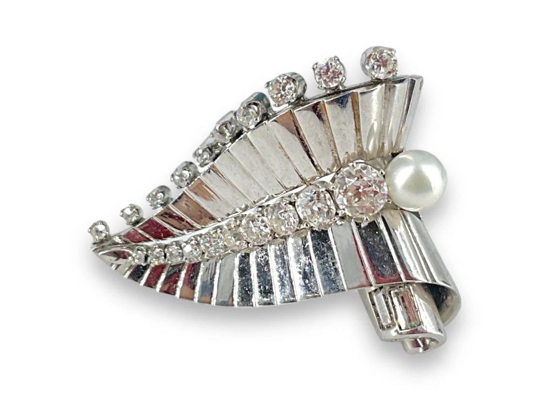 1.18 CARAT ROUND BRILLIANT I SI2 DIAMOND 14 KARAT WHITE GOLD PIN (1 of 2)