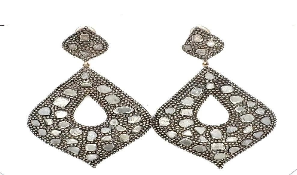 5.00 CARAT I1 DIAMOND 18K TWO TONE GOLD DANGLING EARRINGS DANGLE/DROP (1 of 2)